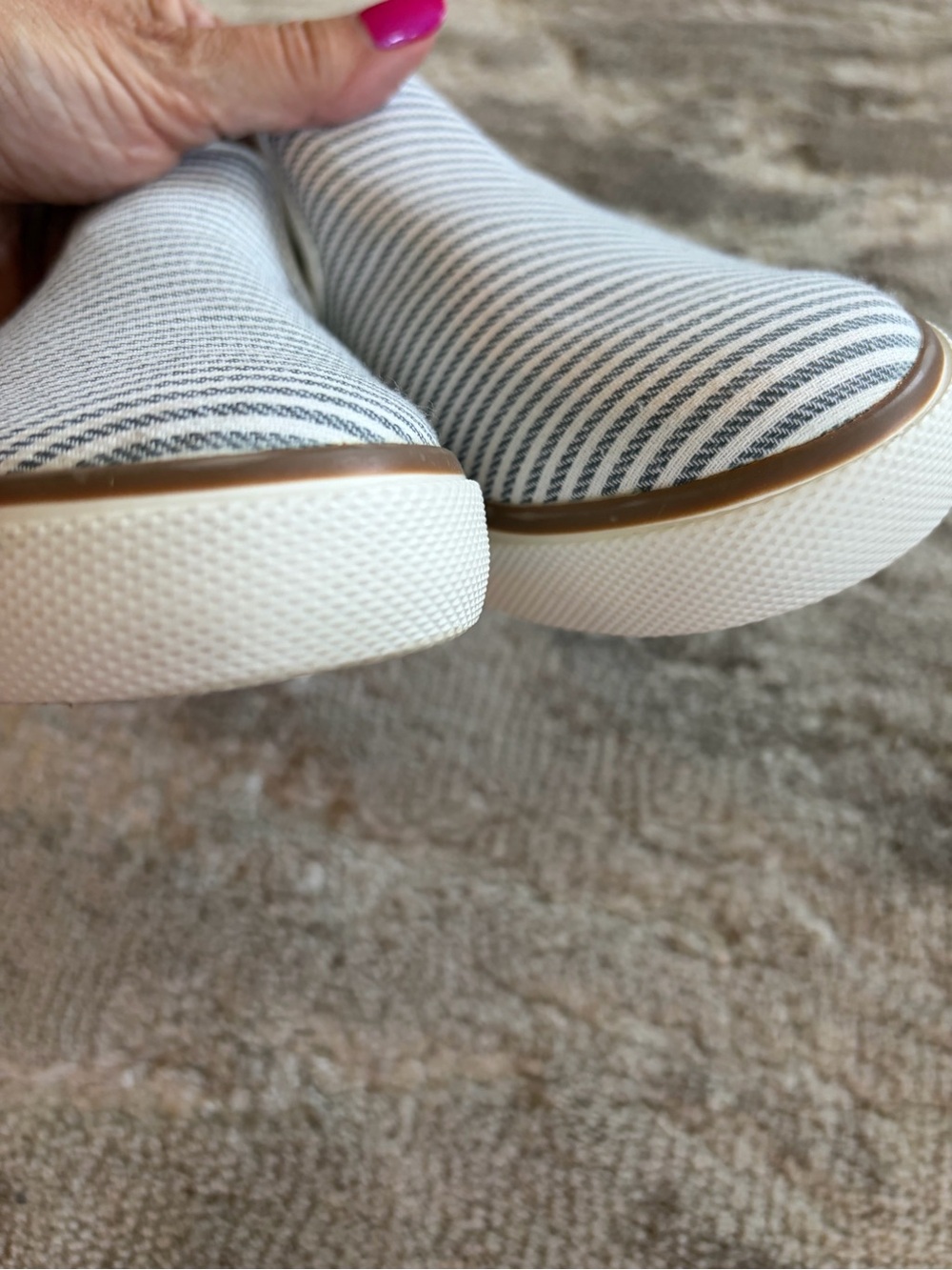 Tommy Bahama Striped Slip-On Sneakers in White and Navy - Picture 4 of 9